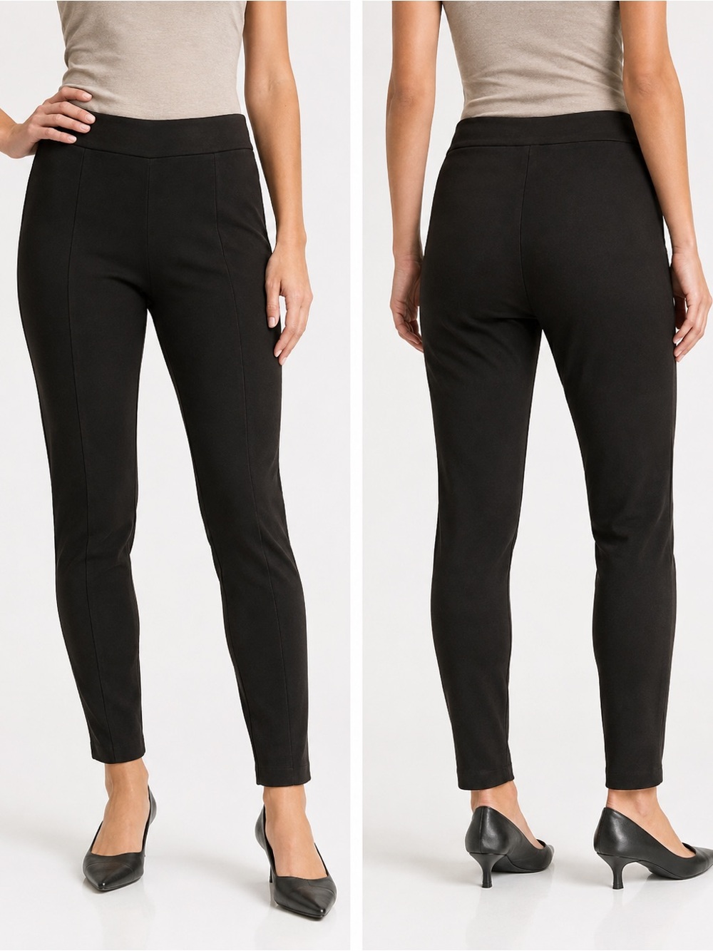 Andrew Marc Black Ponte Skinny Ankle Pants with Front Seams